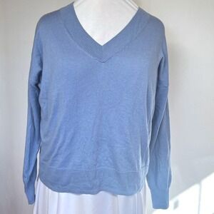 GAP Blue V Neck Long Sleeve Pullover Sweater Women's Size L